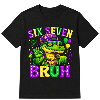 Mardi Gras Six Seven Bruh Mardigator Alligator 6 7 Meme Boys T-Shirt