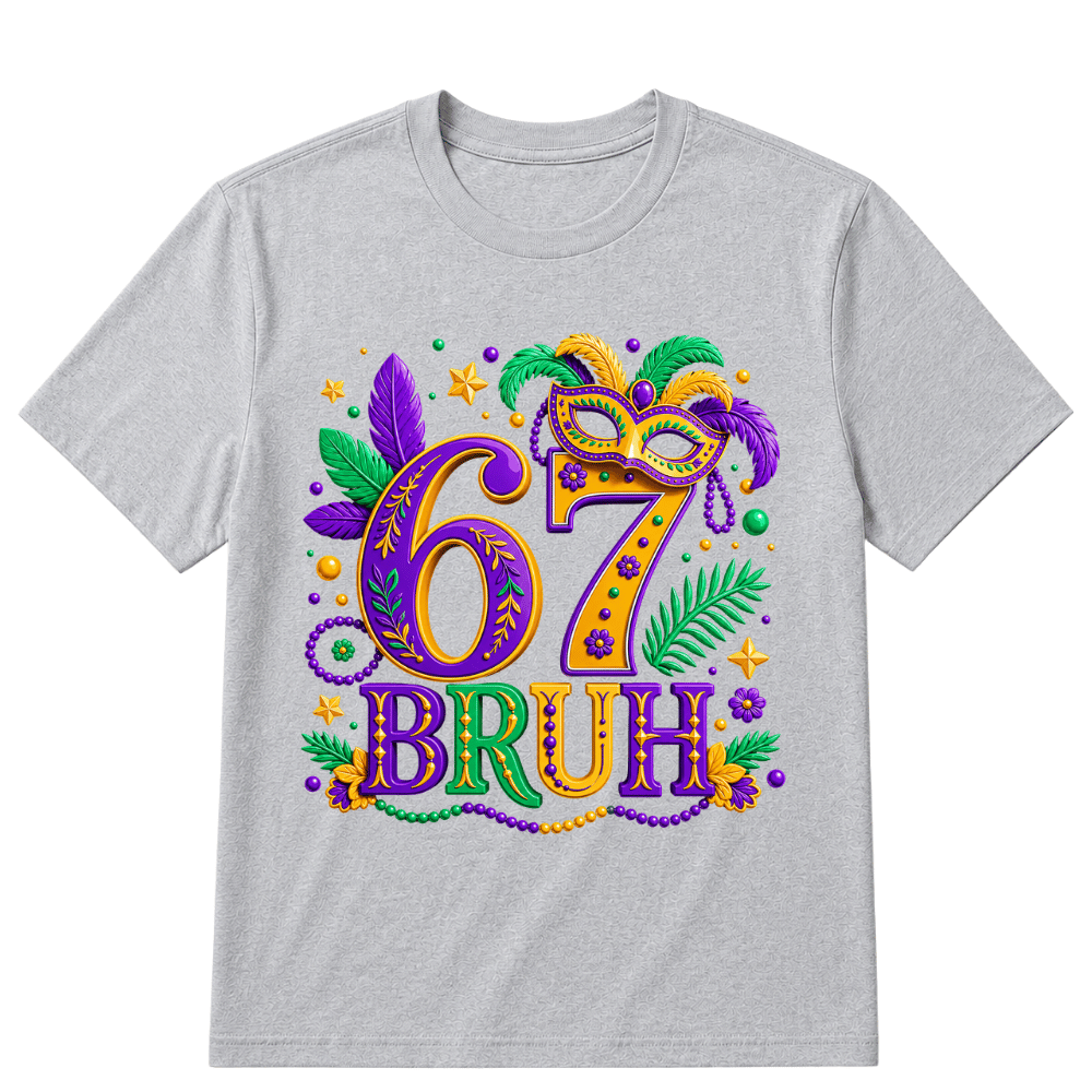 67 Mardi Gras Six Seven Meme Printed Oversized Unisex T-shirt
