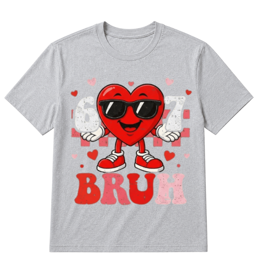 Six Seven 67 Bruh 6 7 Meme Funny Valentine Heart Boys Kids T-Shirt