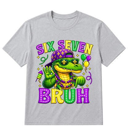 Mardi Gras Six Seven Bruh Mardigator Alligator 6 7 Meme Boys T-Shirt