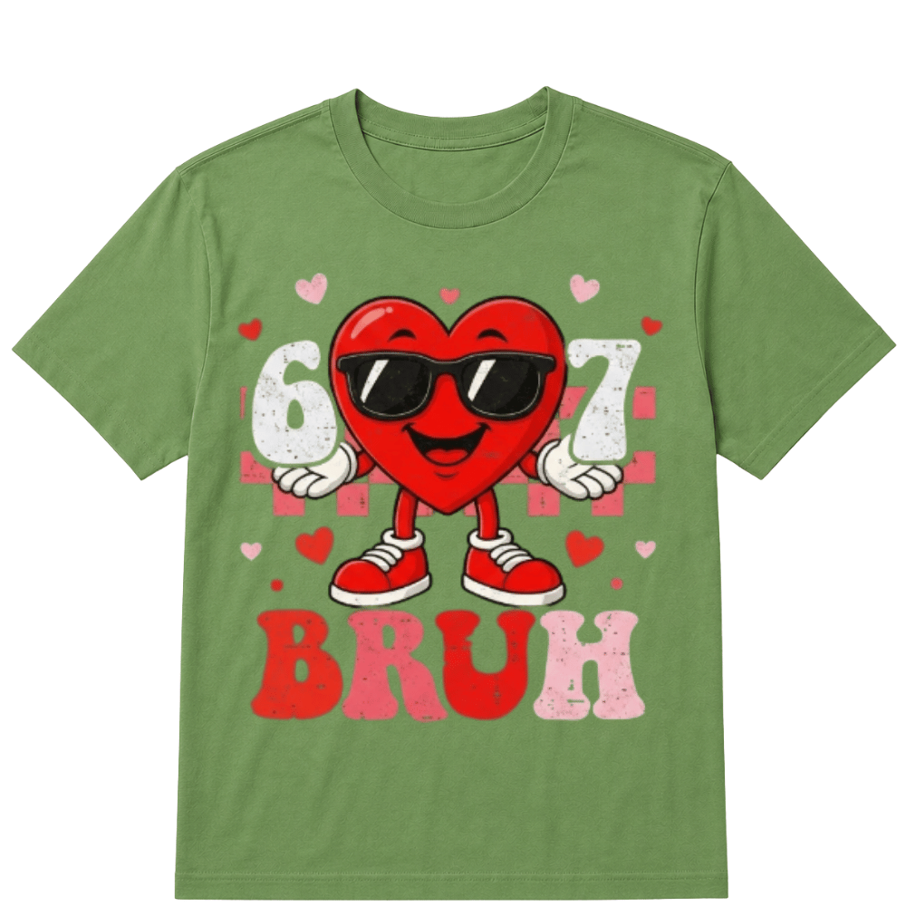 Six Seven 67 Bruh 6 7 Meme Funny Valentine Heart Boys Kids T-Shirt