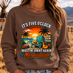 It's Five O'Clock Somewhere Wastin' Away Again In Margaritaville Parrot Guitar Sunset Beach No Shoes No Shirt No Problem Graphic Sweatshirts