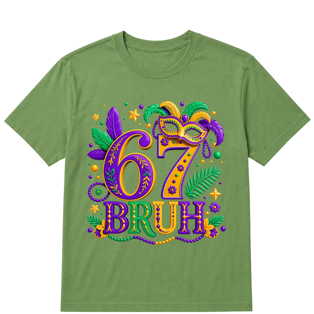 67 Mardi Gras Six Seven Meme Printed Oversized Unisex T-shirt