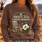 Southern Woman Club Sweet Tea Strong Opinions Vintage Magnolia Graphic For Southern Sweatshirts