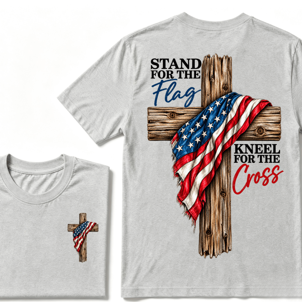 Stand For The Flag Kneel For The Cross Printed Casual T-Shirt