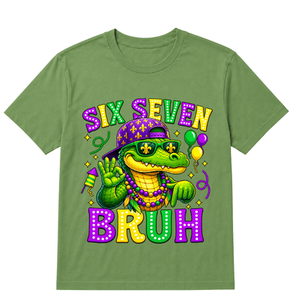 Mardi Gras Six Seven Bruh Mardigator Alligator 6 7 Meme Boys T-Shirt
