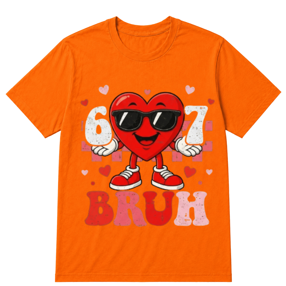 Six Seven 67 Bruh 6 7 Meme Funny Valentine Heart Boys Kids T-Shirt