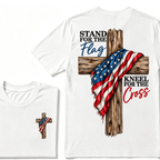 Stand For The Flag Kneel For The Cross Printed Casual T-Shirt