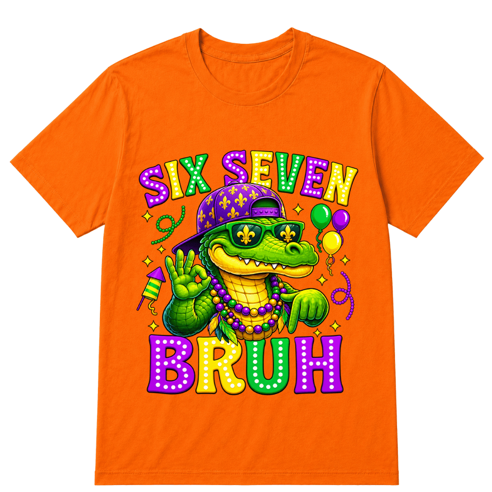 Mardi Gras Six Seven Bruh Mardigator Alligator 6 7 Meme Boys T-Shirt