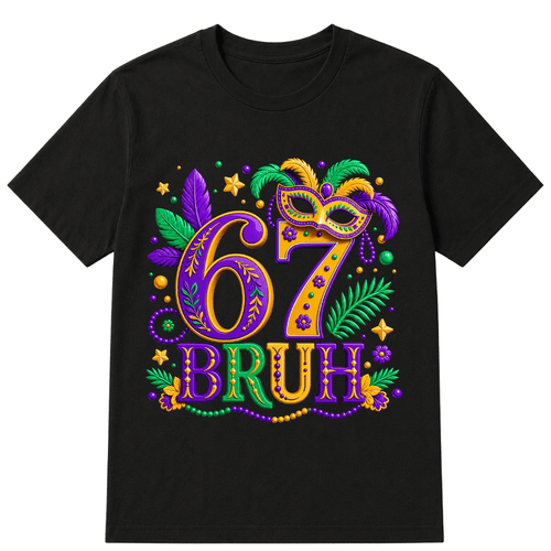 67 Mardi Gras Six Seven Meme Printed Oversized Unisex T-shirt