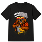 Retro Bear with Cheese Grater Hat and Sunglasses Vintage T Shirt