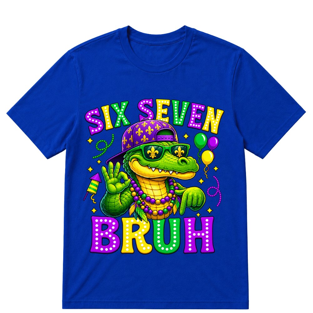 Mardi Gras Six Seven Bruh Mardigator Alligator 6 7 Meme Boys T-Shirt
