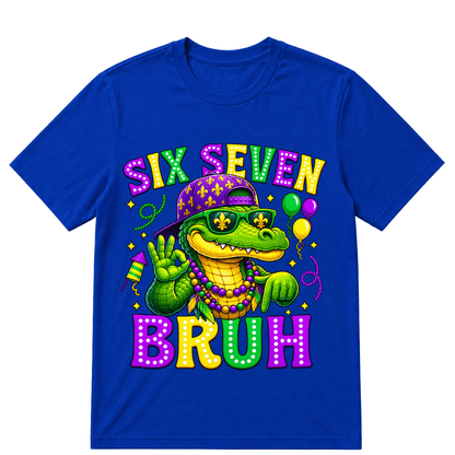 Mardi Gras Six Seven Bruh Mardigator Alligator 6 7 Meme Boys T-Shirt