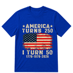 Funny America Turns 250 I Turn 50 1976 50th Birthday T Shirt