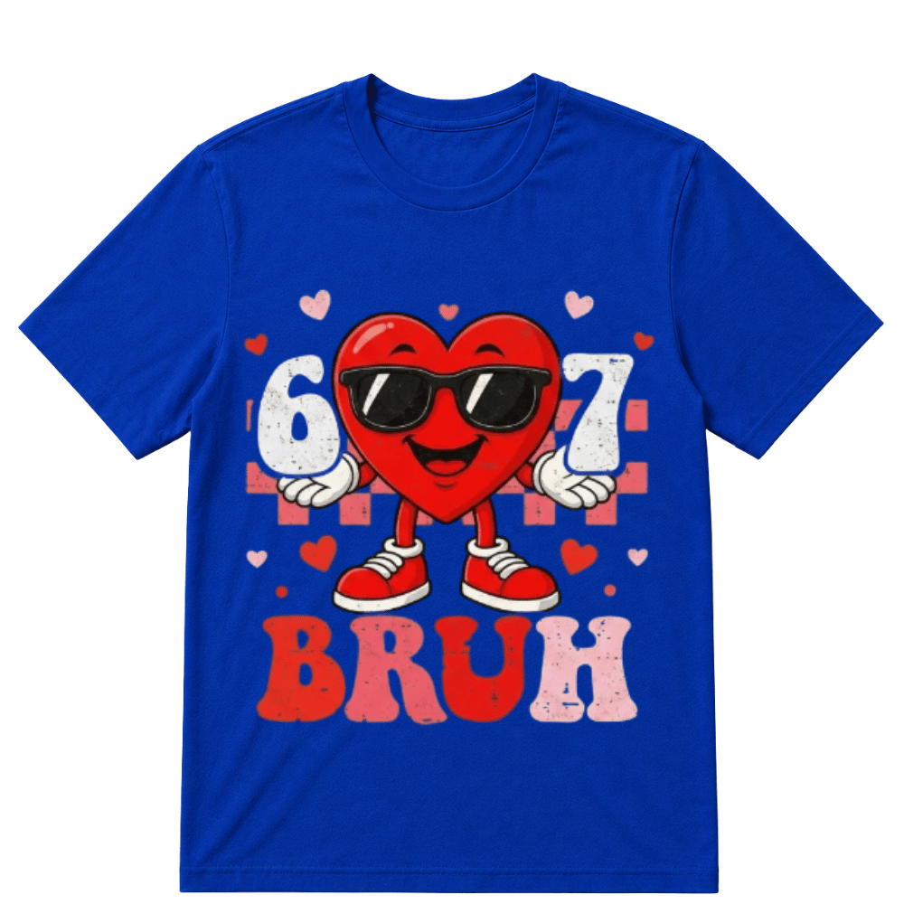 Six Seven 67 Bruh 6 7 Meme Funny Valentine Heart Boys Kids T-Shirt