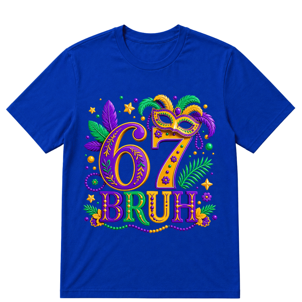 67 Mardi Gras Six Seven Meme Printed Oversized Unisex T-shirt