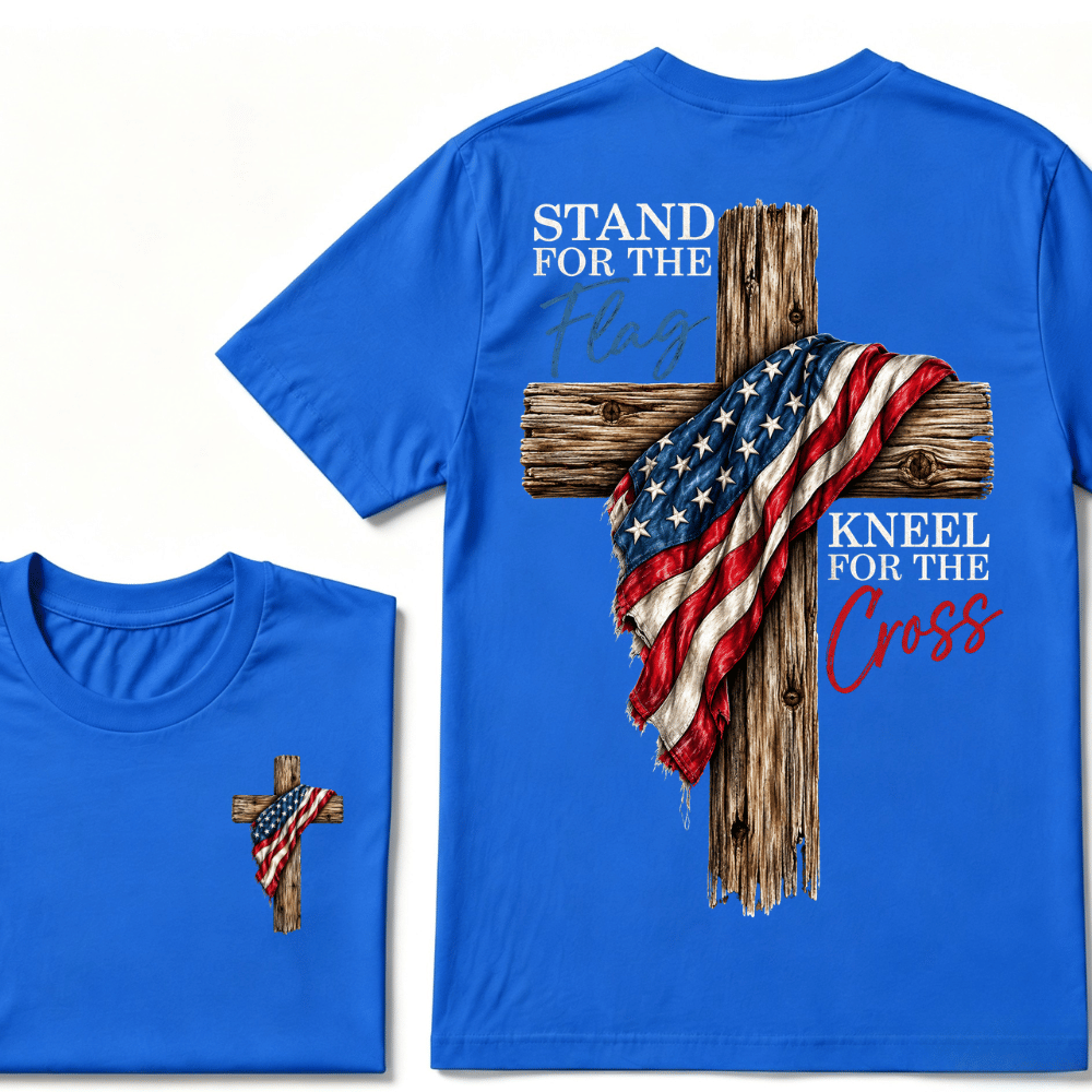Stand For The Flag Kneel For The Cross Printed Casual T-Shirt