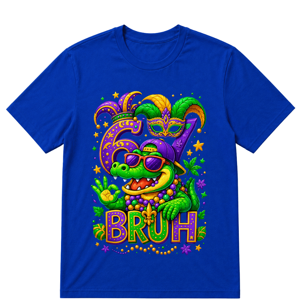 Alligator 6 7 Mardi Gras Bruh Six Seven Meme New Orleans Kid T-Shirt