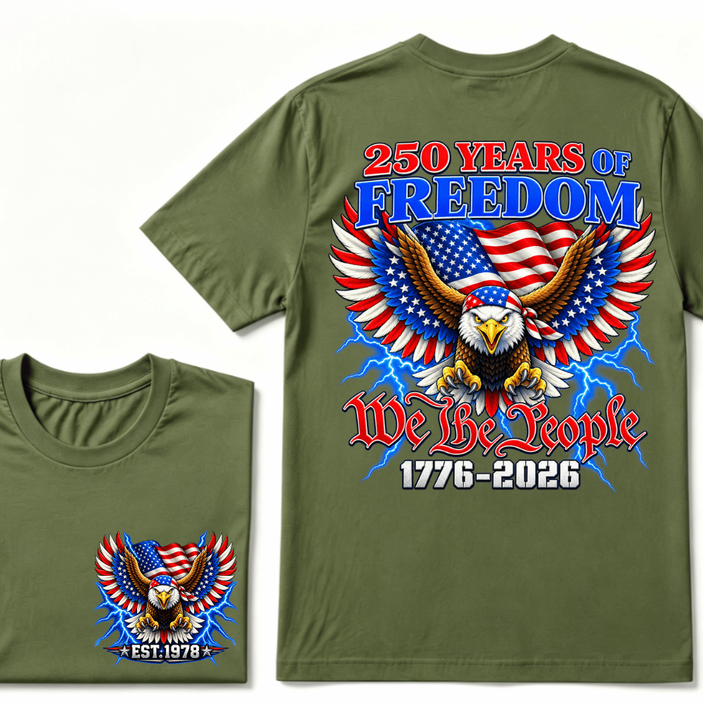 Custom Your Year Flag Vintage 250 Years American 1776 2026 250th USA Birthday EST.Year T-Shirt