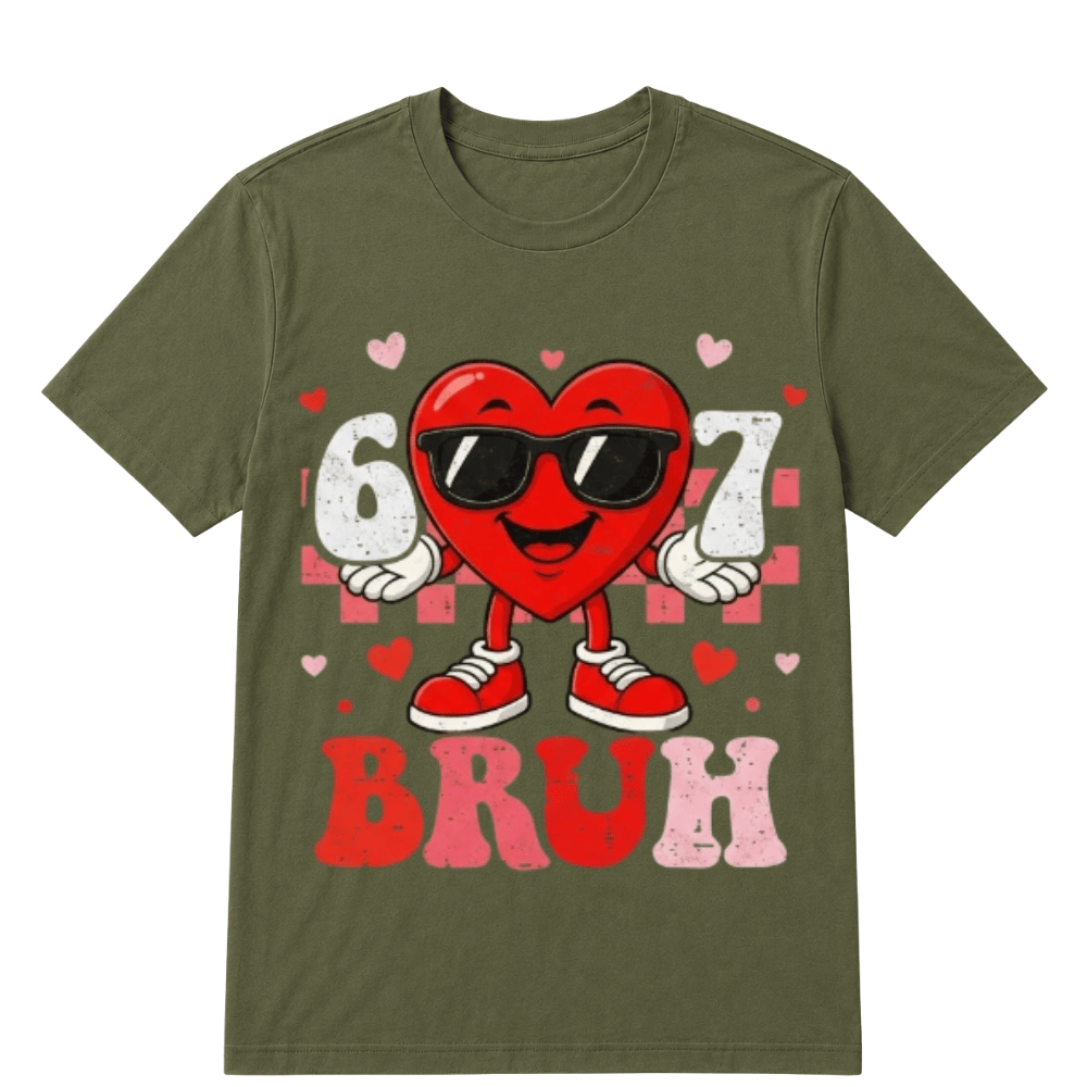 Six Seven 67 Bruh 6 7 Meme Funny Valentine Heart Boys Kids T-Shirt