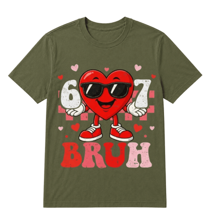 Six Seven 67 Bruh 6 7 Meme Funny Valentine Heart Boys Kids T-Shirt