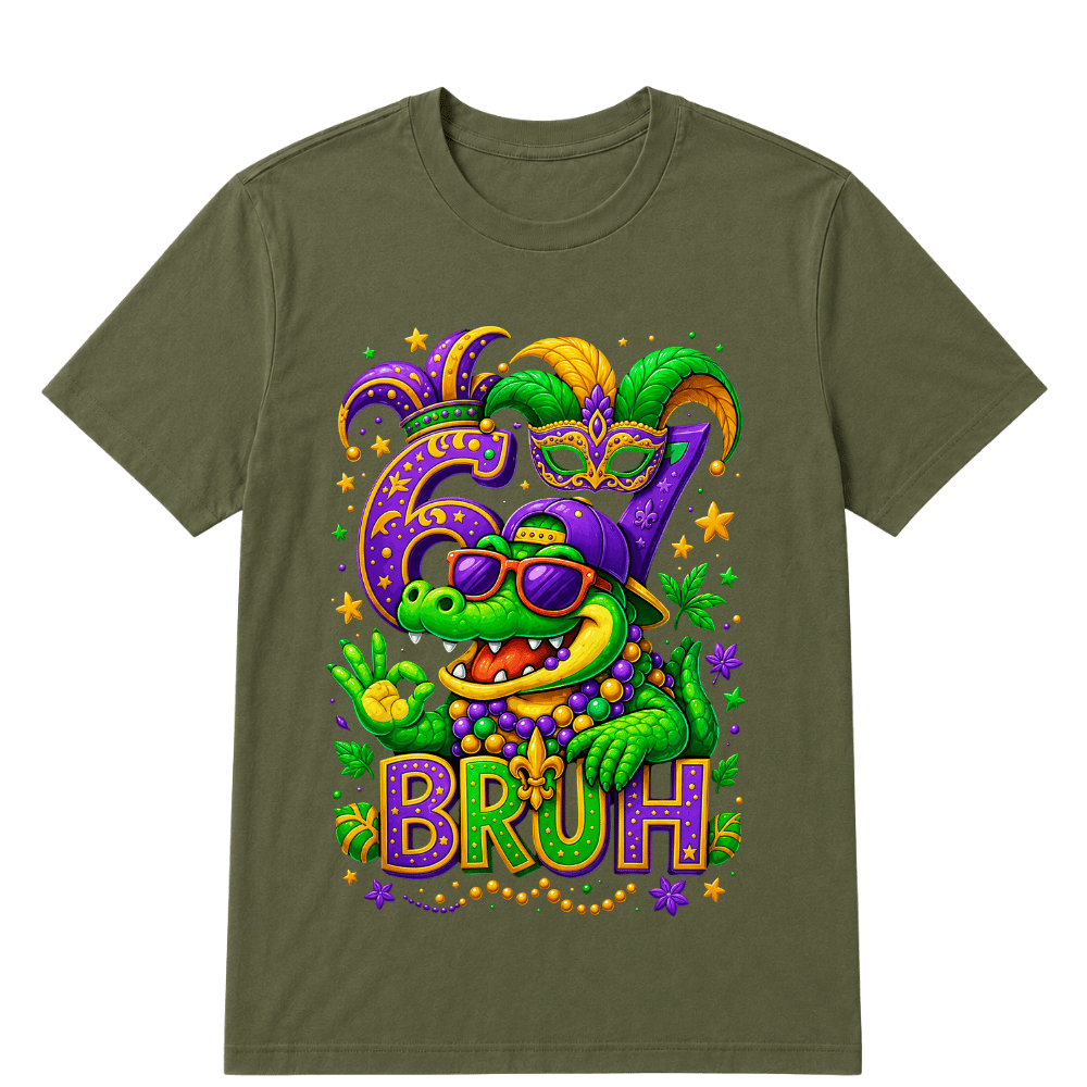 Alligator 6 7 Mardi Gras Bruh Six Seven Meme New Orleans Kid T-Shirt