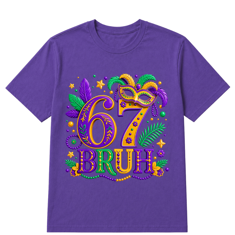 67 Mardi Gras Six Seven Meme Printed Oversized Unisex T-shirt