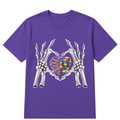 Autism Awareness Gothic Skull Hand Autism Puzzle Piece Heart Halloween T-Shirt