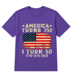 Funny America Turns 250 I Turn 50 1976 50th Birthday T Shirt