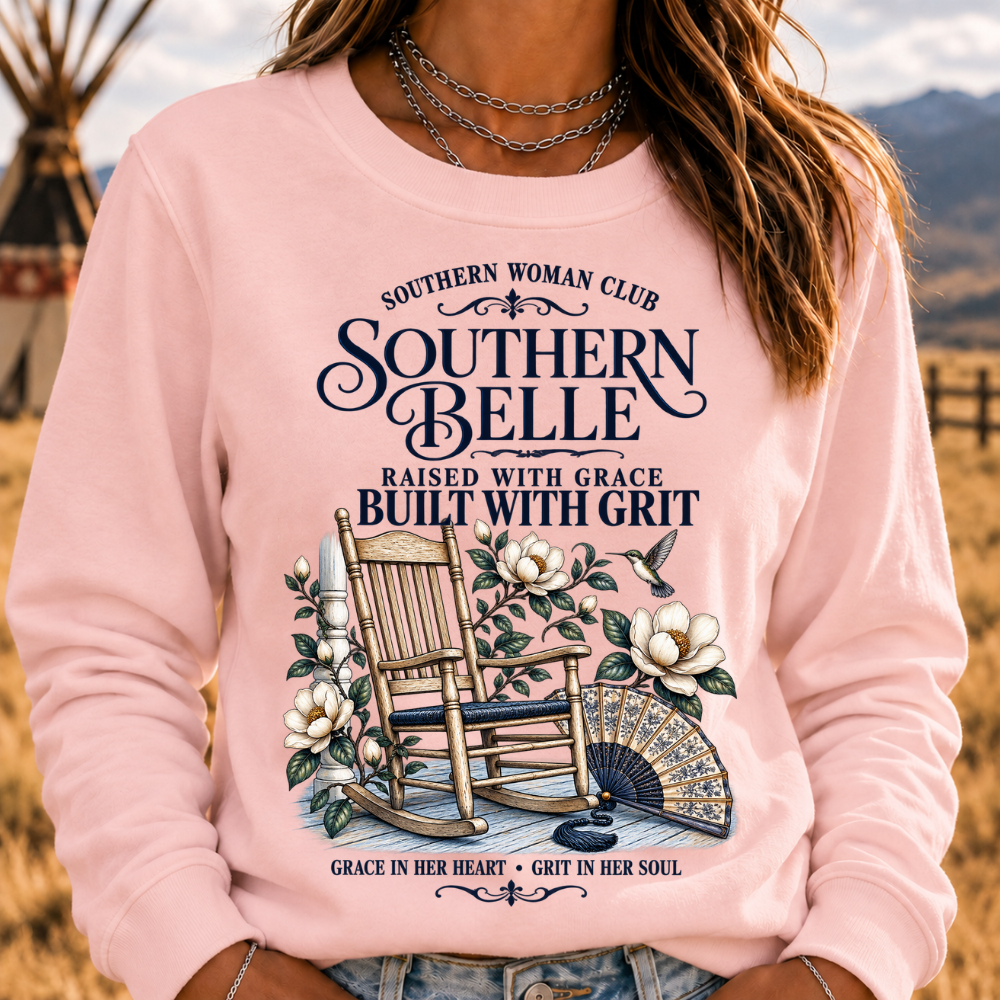 "Southern Belle – Raised with Grace, Built with Grit" Sweatshirts