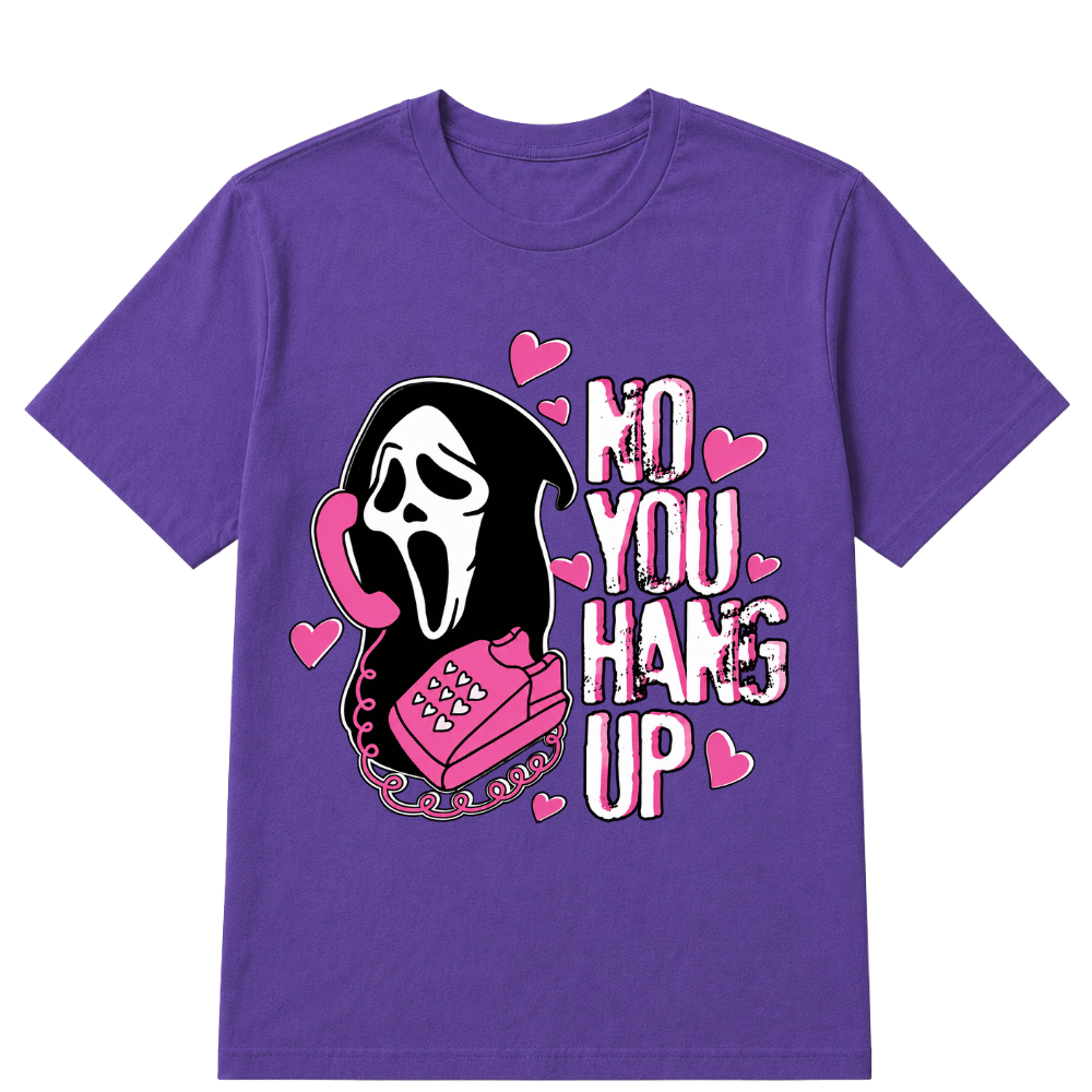 No You Hang Up Funny Ghost Calling Horror Halloween Pink Halloween T Shirt
