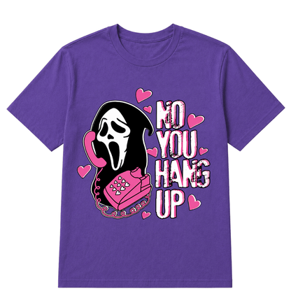 No You Hang Up Funny Ghost Calling Horror Halloween Pink Halloween T Shirt