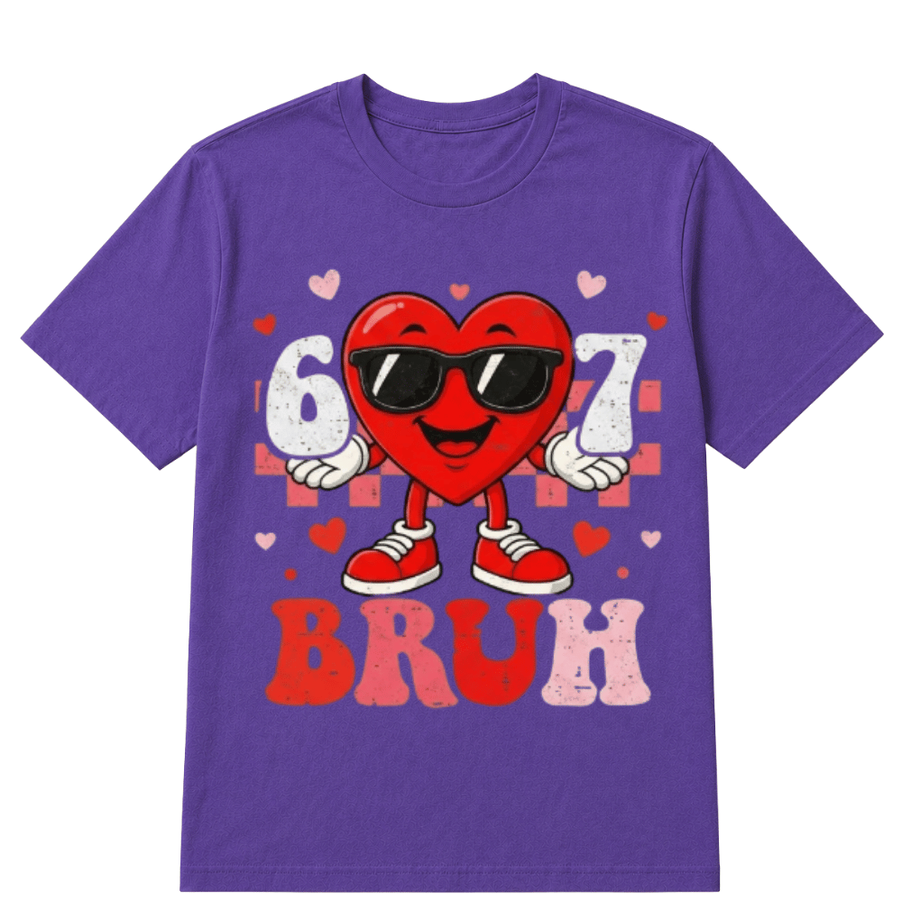 Six Seven 67 Bruh 6 7 Meme Funny Valentine Heart Boys Kids T-Shirt