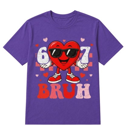 Six Seven 67 Bruh 6 7 Meme Funny Valentine Heart Boys Kids T-Shirt