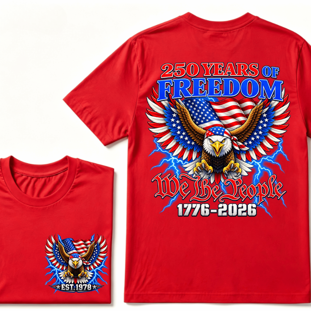 Custom Your Year Flag Vintage 250 Years American 1776 2026 250th USA Birthday EST.Year T-Shirt