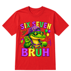 Mardi Gras Six Seven Bruh Mardigator Alligator 6 7 Meme Boys T-Shirt