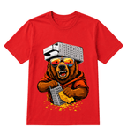 Retro Bear with Cheese Grater Hat and Sunglasses Vintage T Shirt