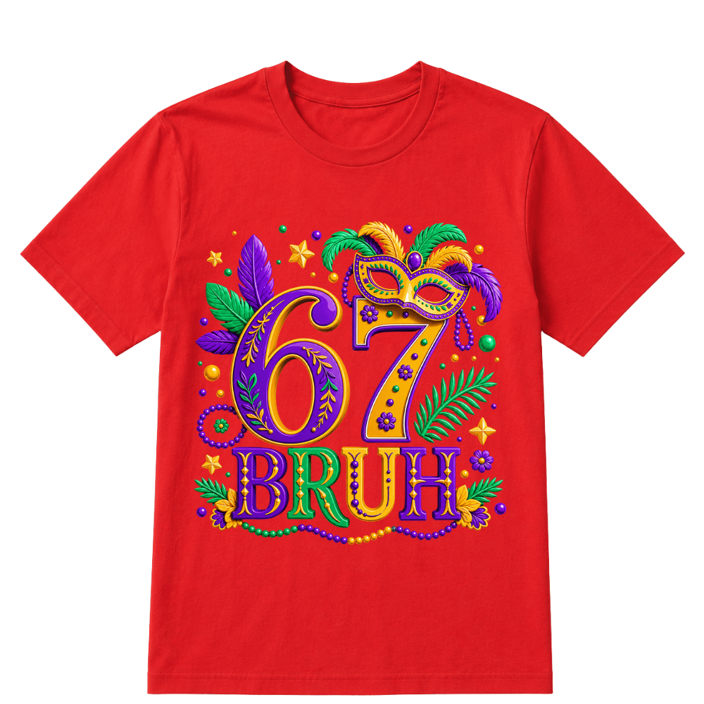 67 Mardi Gras Six Seven Meme Printed Oversized Unisex T-shirt