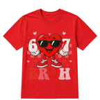 Six Seven 67 Bruh 6 7 Meme Funny Valentine Heart Boys Kids T-Shirt