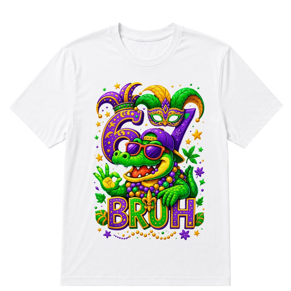 Alligator 6 7 Mardi Gras Bruh Six Seven Meme New Orleans Kid T-Shirt
