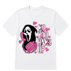 No You Hang Up Funny Ghost Calling Horror Halloween Pink Halloween T Shirt