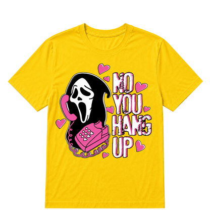 No You Hang Up Funny Ghost Calling Horror Halloween Pink Halloween T Shirt