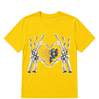 Autism Awareness Gothic Skull Hand Autism Puzzle Piece Heart Halloween T-Shirt