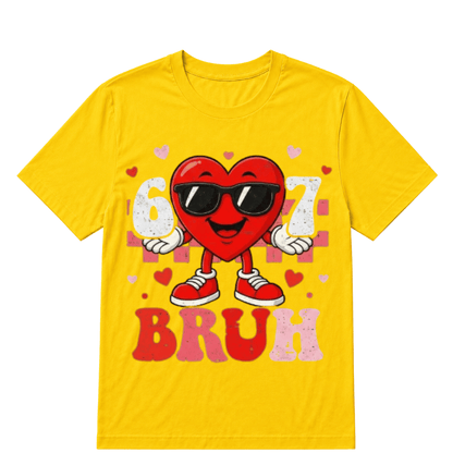 Six Seven 67 Bruh 6 7 Meme Funny Valentine Heart Boys Kids T-Shirt