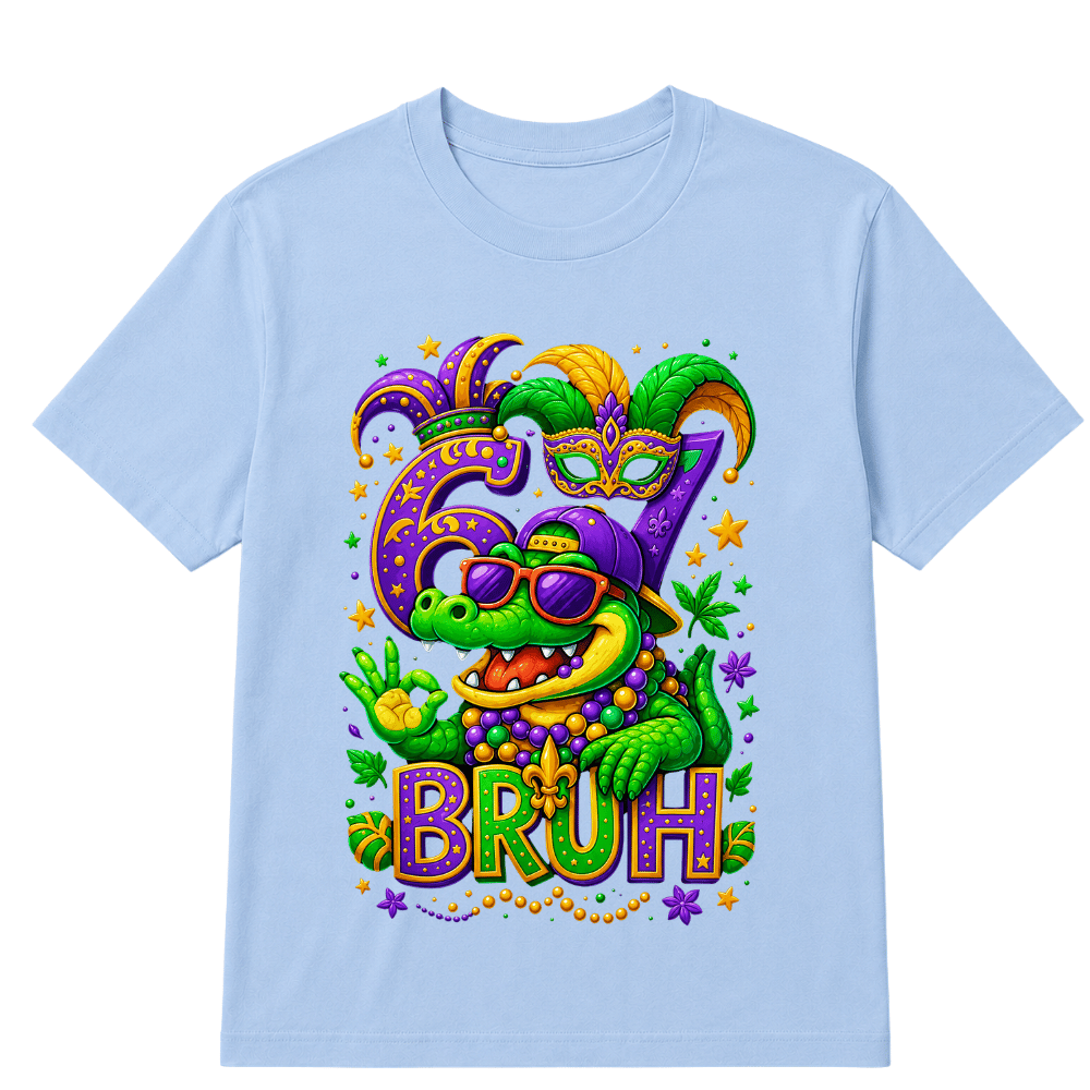 Alligator 6 7 Mardi Gras Bruh Six Seven Meme New Orleans Kid T-Shirt