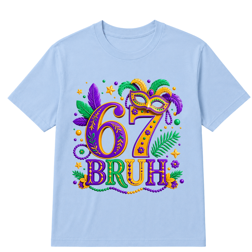 67 Mardi Gras Six Seven Meme Printed Oversized Unisex T-shirt