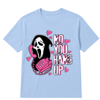 No You Hang Up Funny Ghost Calling Horror Halloween Pink Halloween T Shirt