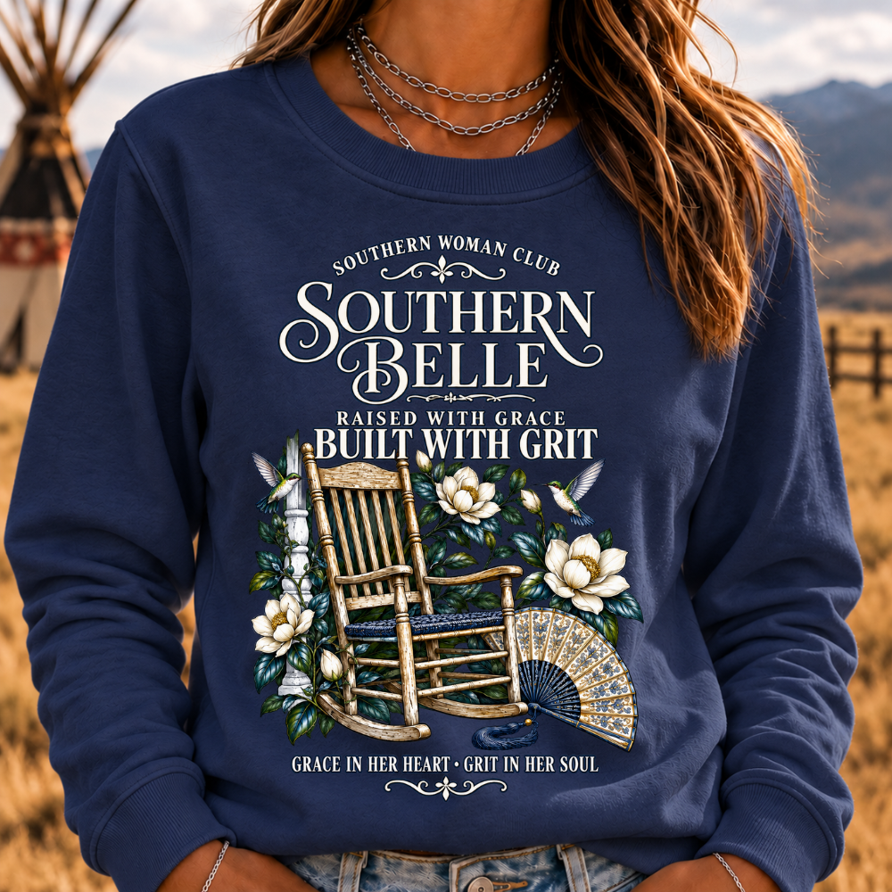 "Southern Belle – Raised with Grace, Built with Grit" Sweatshirts