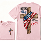 Stand For The Flag Kneel For The Cross Printed Casual T-Shirt