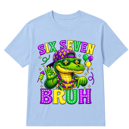 Mardi Gras Six Seven Bruh Mardigator Alligator 6 7 Meme Boys T-Shirt